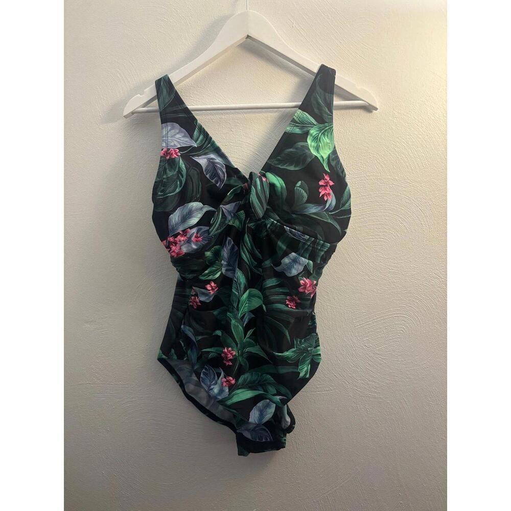 Kona Sol Tropical Floral One Piece Swimsuit Size Large
